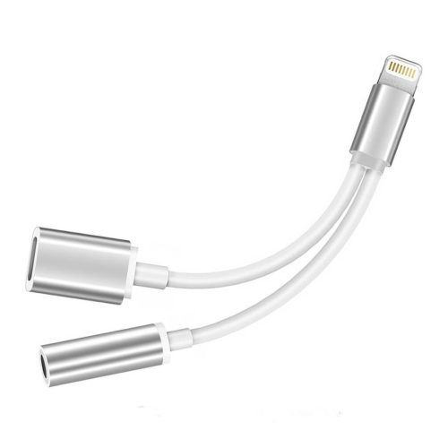 2 in 1 lightning adapter iphone 7 headphone silver ym5joi