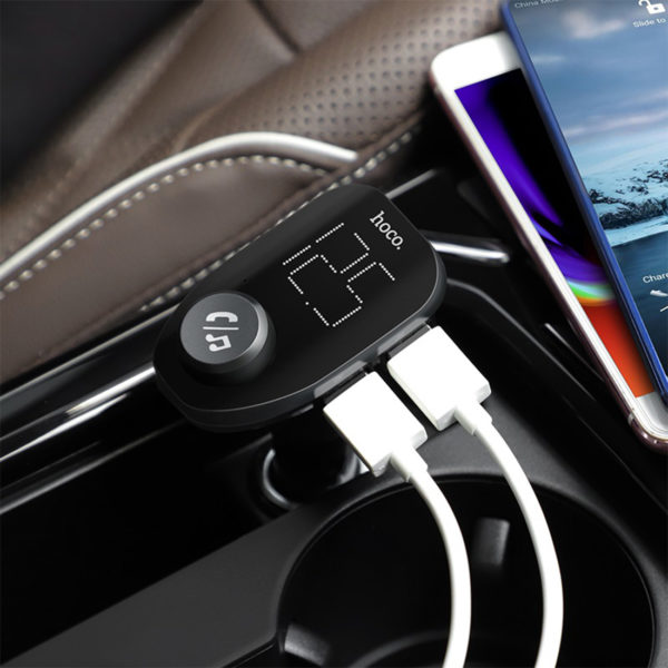 hoco e45 happy route car wireless fm transmitter car charger display5