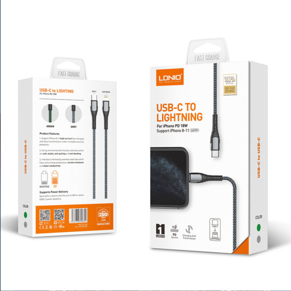 ldnio lc112 18w fast charge lightning typec cable 2