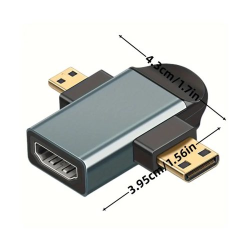 Aluminum Alloy Adapter For HDMI, Mini And Micro HDMI Combined, Adapter For 2k Resolution TV Screens, Accessories For Home Cameras, Tablets, And Projectors 1