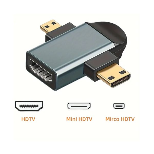 Aluminum Alloy Adapter For HDMI, Mini And Micro HDMI Combined, Adapter For 2k Resolution TV Screens, Accessories For Home Cameras, Tablets, And Projectors 5
