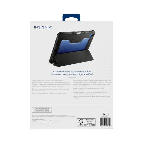 Insignia Folio Case For iPad 10.9 10th Gen 2022 Black back